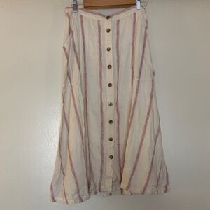 Striped Button-Down A-Line Skirt